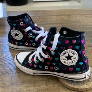 Converse High-Tops with Multicolor Heart Design